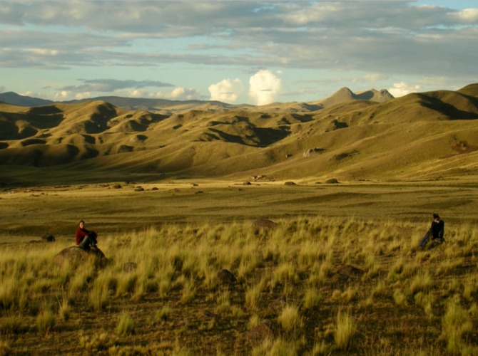 Exploring Mara’s home region with a local boy, Peru