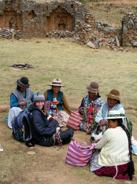 Talking with women weavers on the Island of the Moon, Bolivia