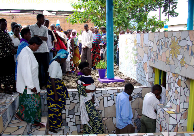 People lined up to enter the bone chamber to pay homage to the dead.