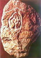 Female double relief. Limestone, height 23 cm. Laussel/Dordogne,  25.000 BC