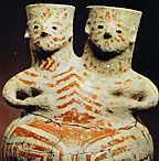 Female twin vessel. Clay, height 32 cm. Hacilar culture/ Anatolia, Turkey, 6th millenium BC Image courtesy of Gabriele Meixner from "Woman-Woman Bonds in Prehistory."